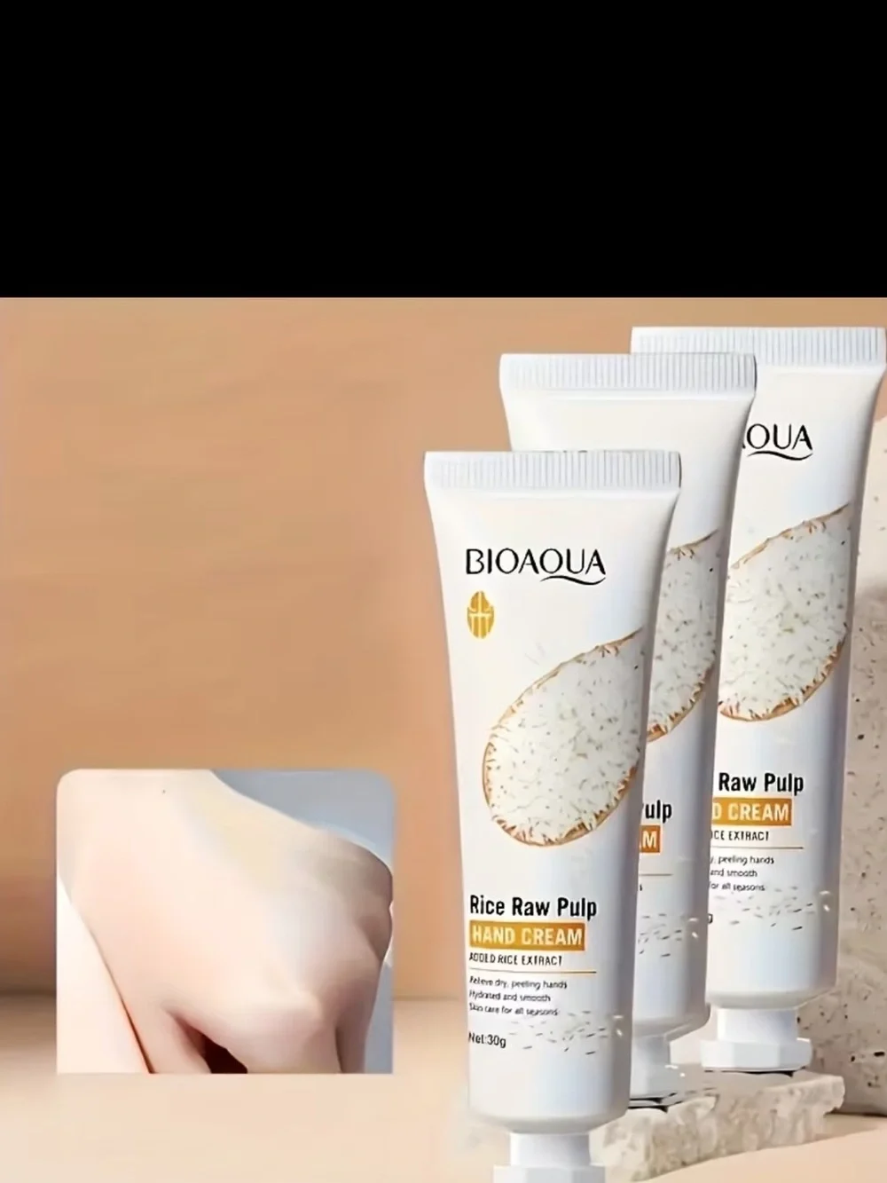 3 Piece Rice Raw Pulp Moisturizing Hand Cream Set 30g Each NEW
